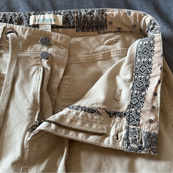 Sundance Cream Khaki Embroidered Straight Leg Pants Boho Women's Size 2 - Picture 9 of 15